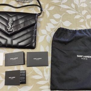 Saint Laurent Black Chevron Shoulder Bag